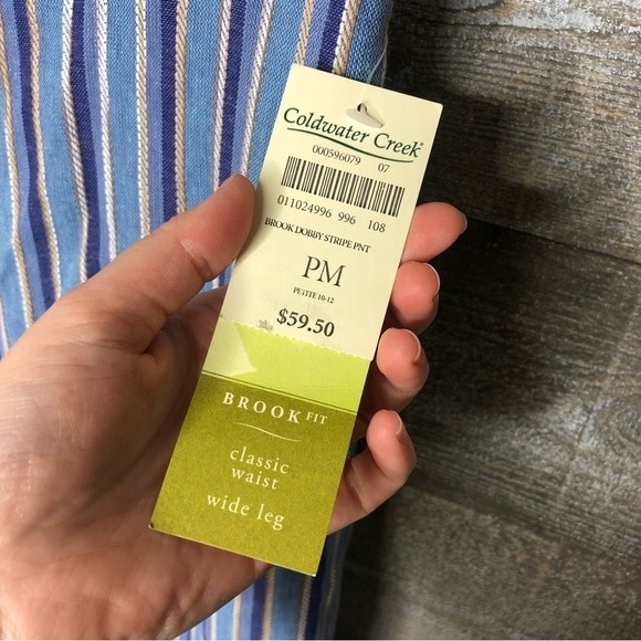 Coldwater Creek NWT petite medium Brook linen blend stripe beach pant - Picture 2 of 5